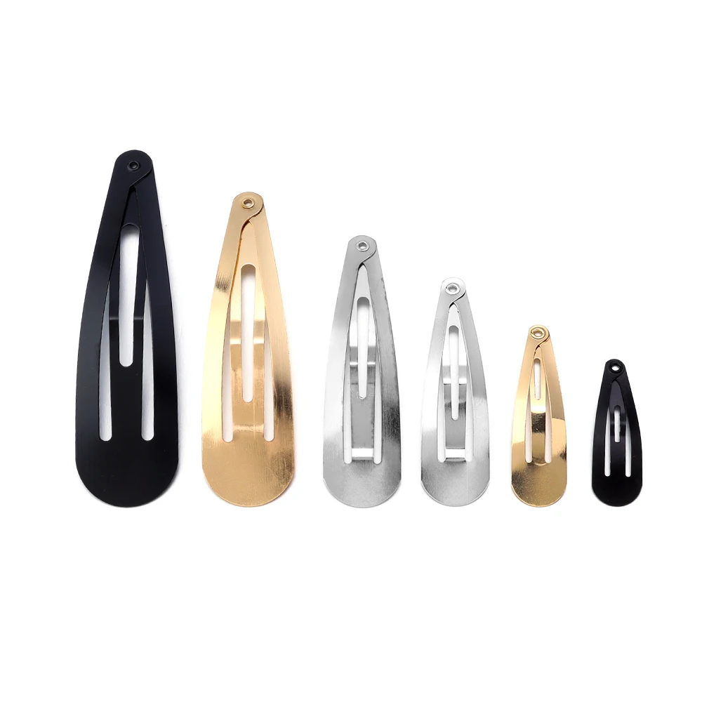 50pcs/lot Metal Hair Clips Water Drop Shape BB Hair Clips Pins Snap Clip Hairpins For DIY Jewelry Making Hair Tools Accessories