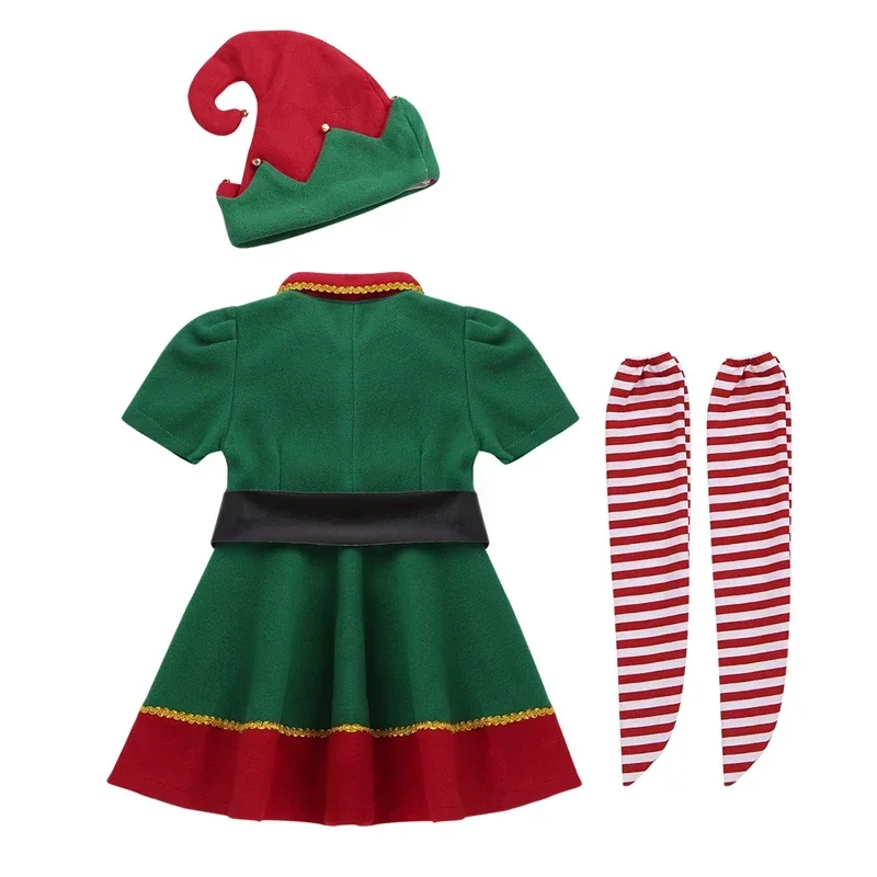 Coslan Halloween Adult Kids Family Christmas Costume Claus Xmas New Year Party Cosplay Outfits Boys Girls Green Elf Fancy Dress