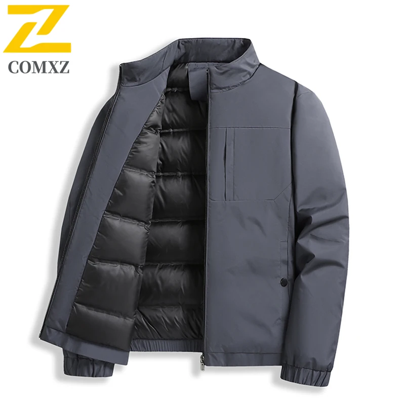 Jaket Musim Dingin Pria Nyaman untuk Bepergian ke Kantor, Mantel Tebal Hangat, Kasual Longgar dengan Kerah Tegak, Parka Tahan Dingin untuk Perjalanan