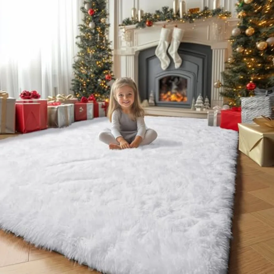 

White Area Rugs for Bedroom Shag Fluffy Rug for Living Room Modern Furry Shaggy Throw Rug for Room Teen Girls Dorm Baby Nursery