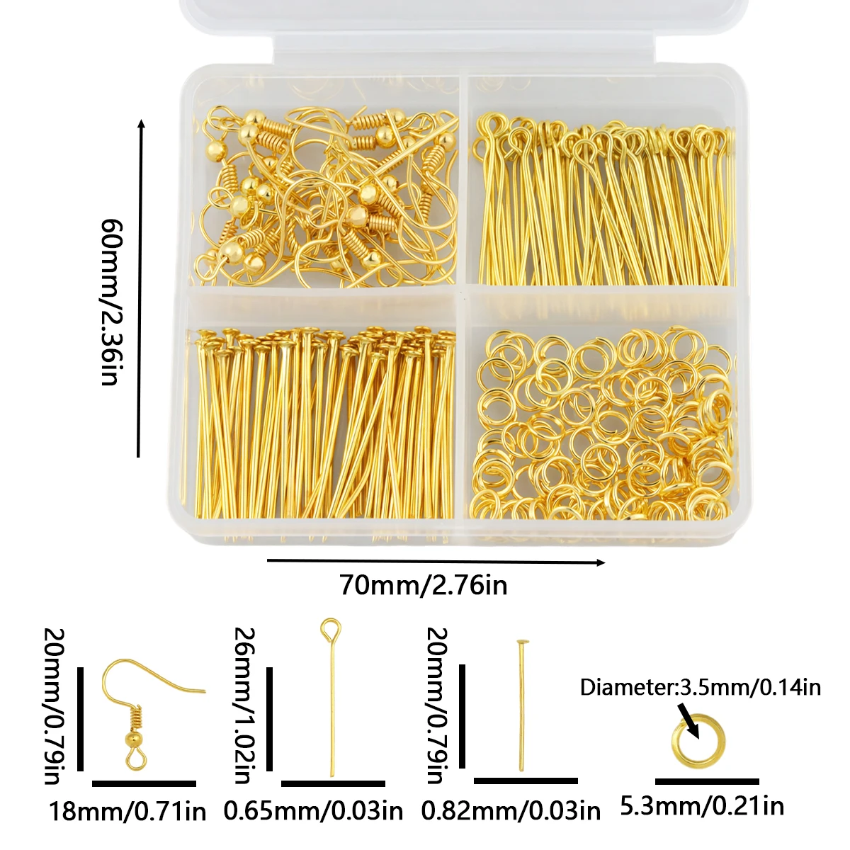 220sets Boxed Flat Tipped Needle Ear Hook Nine-Character Needle Sealing Ring for Handmade DIY Beadwork Jewellery Making Supplies