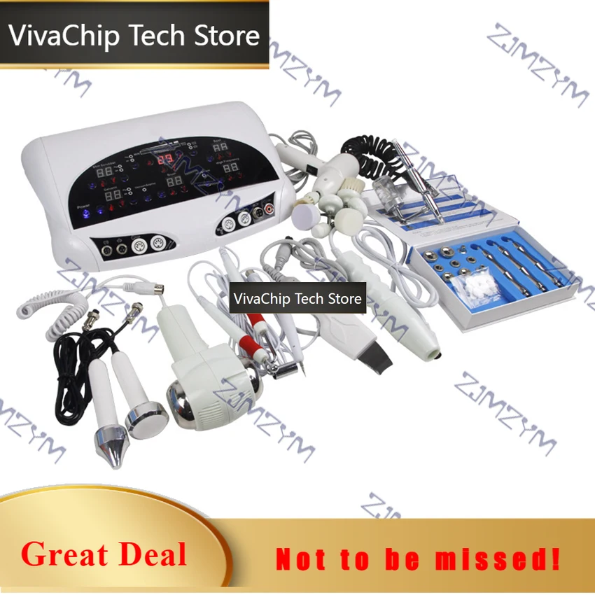 VivaCT10-In-1 Multifunctional Skin Lifting High Frequency Skin Scrubber Facial Cleansing Brush Microdermabrasion Skin Care Machi