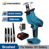 3000rpm Cordless Reciprocating Saw with 4 Blades for Makita 18V Battery Woodworking Tool High Speed Wood Metal PVC Cuting Saw