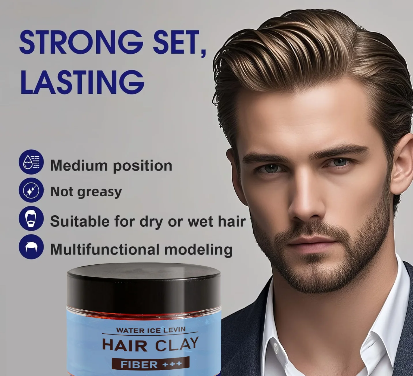 Biotin & Keratin Hair Clay for Shaping & Styling, Fiber Clay with Rosemary Oil, Smooth Texture 100g