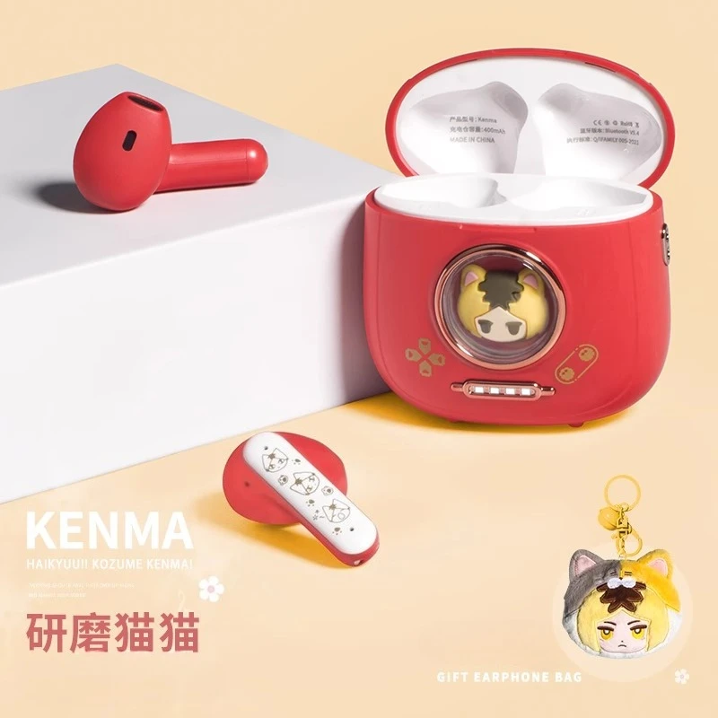 

Kozume Kenma Wireless Earphones Bluetooth 5.4 Cartoon Anime TWS in-ear Headphones Red HiFi Sound Quality Low Latency Earbuds