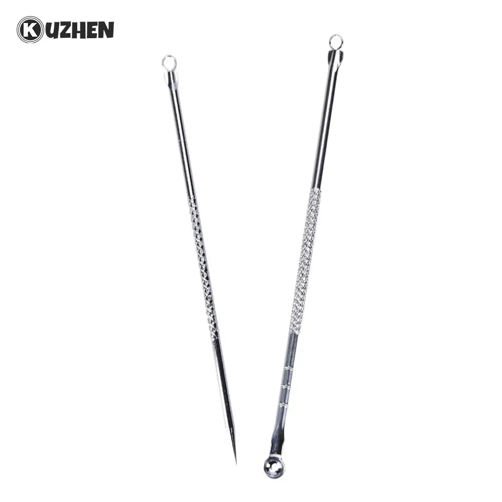 2Pcs Argento Comedone Comedone Acne Brufolo Blemish Remover Extractor Inox Aghi Rimuovere Strumenti di Viso Cura Della Pelle Pore Cleaner