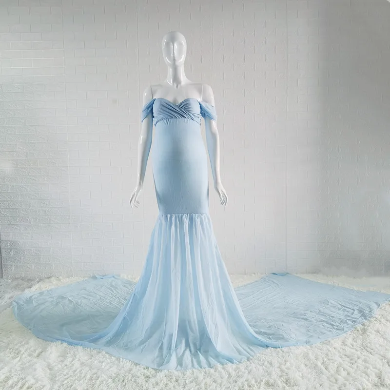 Abiti premaman slip in chiffon per servizio fotografico Abito lungo aderente elastico per fotografia di gravidanza