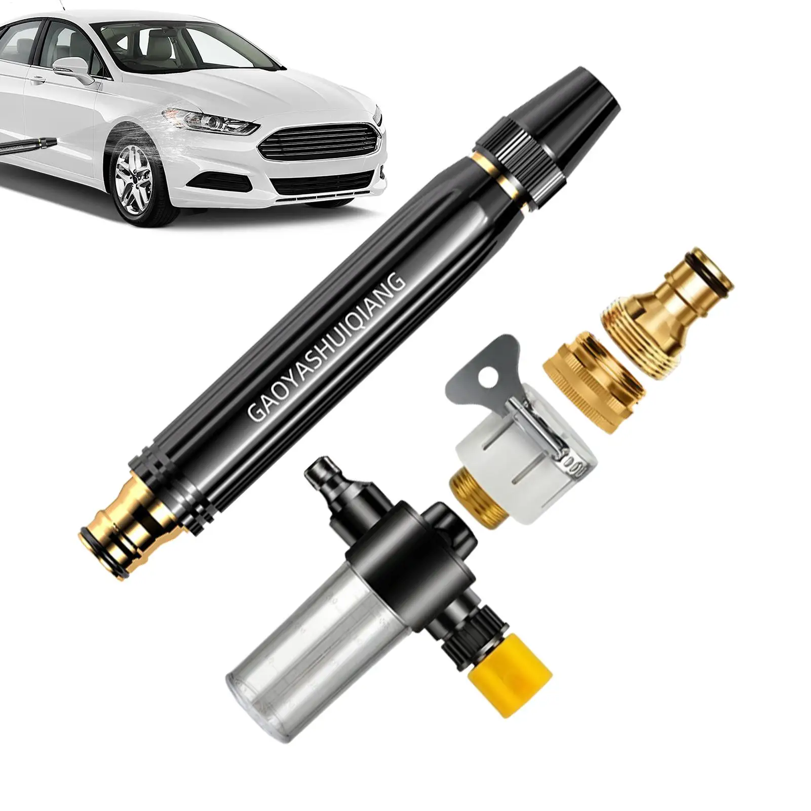 High-pressure Car Washing Water Gun With Booster Nozzle Adjustable Powerful Sprayer High Pressure Water Nozzle Hose Attachment