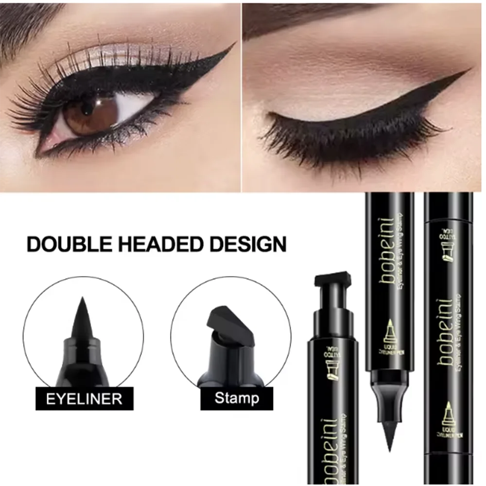 Les bonnes nouvelles paresseux! Stylo eye-liner à double tête. conception de joint et conception du corps du stylo, tirage sans effort un eye-liner parfait