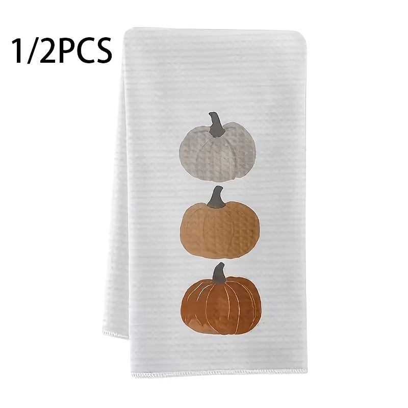 1PCS Thanksgiving pumpkin-themed decorative towels, farmhouse-style watercolor pumpkin fall kitchen tea towels and dishcloths