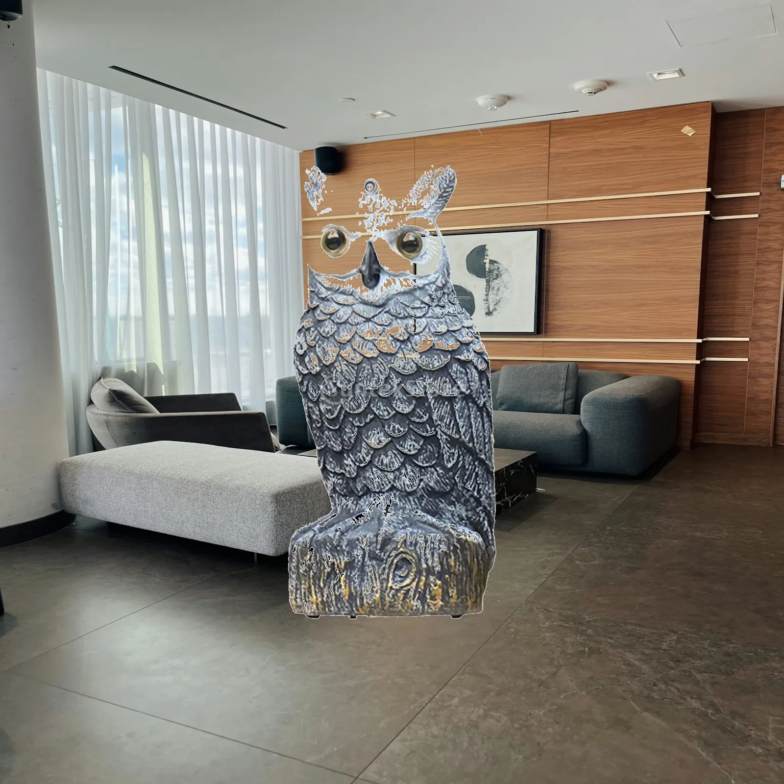Decorative Simulation Owl Statue Bird Scarecrow Ornament Animal Sculpture for Room Table and Yard
