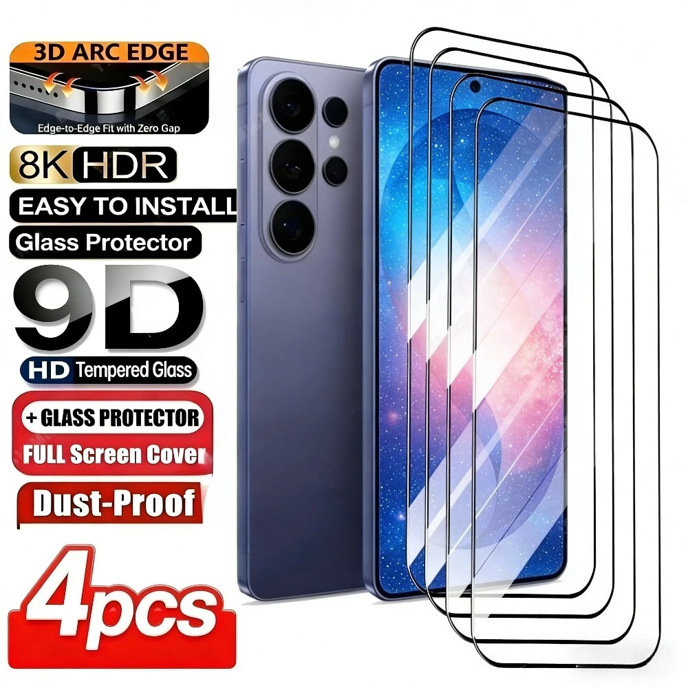 

4Pcs Ultra Clear Screen Protector for Samsung Galaxy S26 S25 S24 S23 Ultra S22 S21 S20 Plus S25 S24 FE Full Cover Tempered Glass