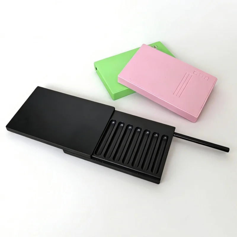 7-Compartment Slot Plastic Snuff Kit Container Case with Sild Lid in Aluminum Straw Pocket Size Portable Storage Box