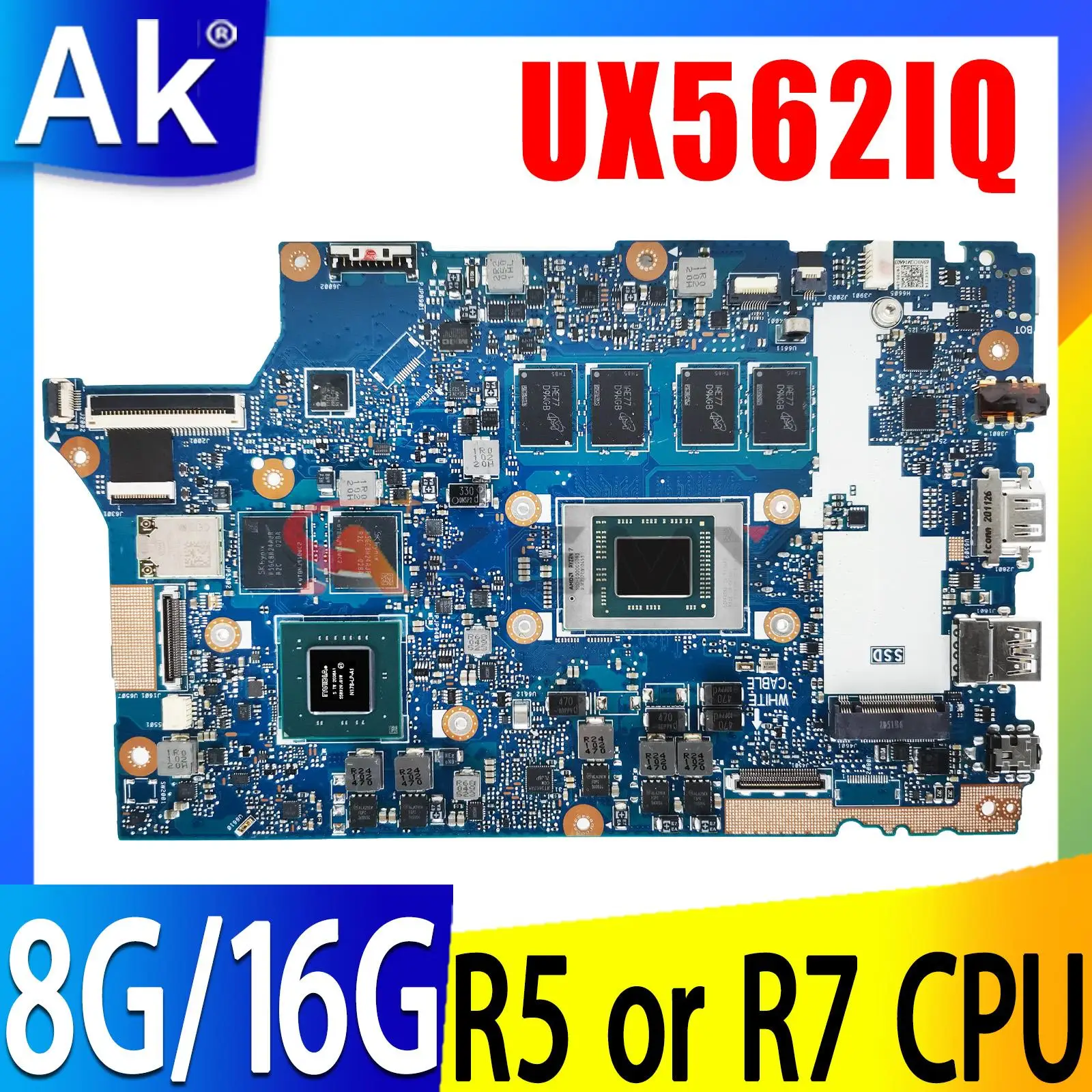 

UX562IQ Mainboard For ASUS ZenBook Flip 15 UX562I UX562 Laptop Motherboard with R5 R7 CPU 8GB/16GB-RAM