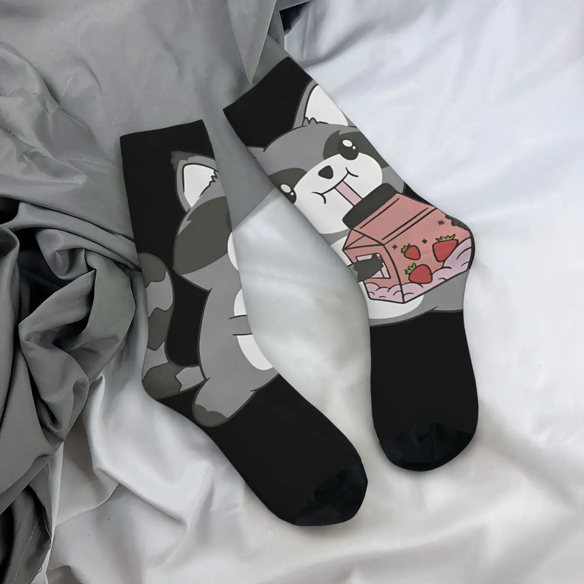 Calcetines de mapache con estampado divertido para hombre y mujer, calcetín Unisex sin costuras, estilo Hip Hop, ideal para regalo