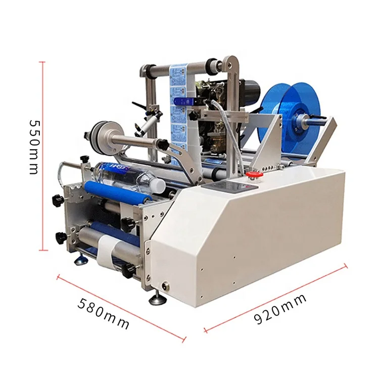 CE Semi Automatic Adhesive Sticker Wine Jar Whisky Round Bottle Labeling Machine
