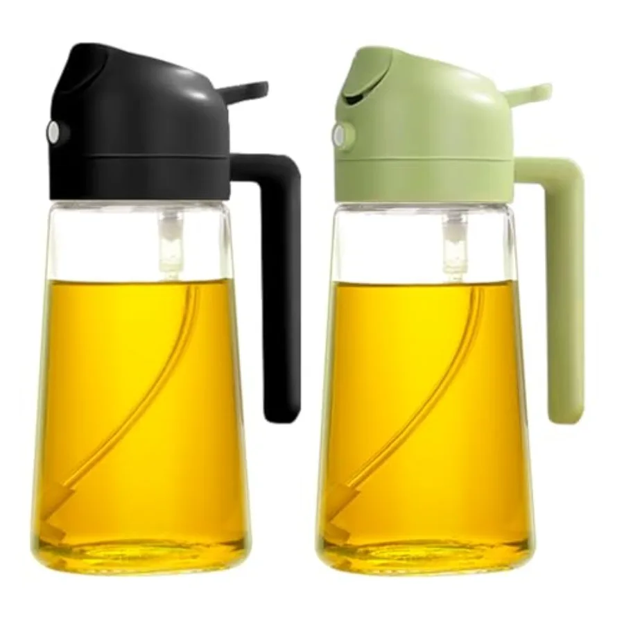 

Yarramate Olive Oil Dispenser 2, 2 in 1 Kitchen Spray 470ml, Food Grade Oil Sprayer for Kitchen