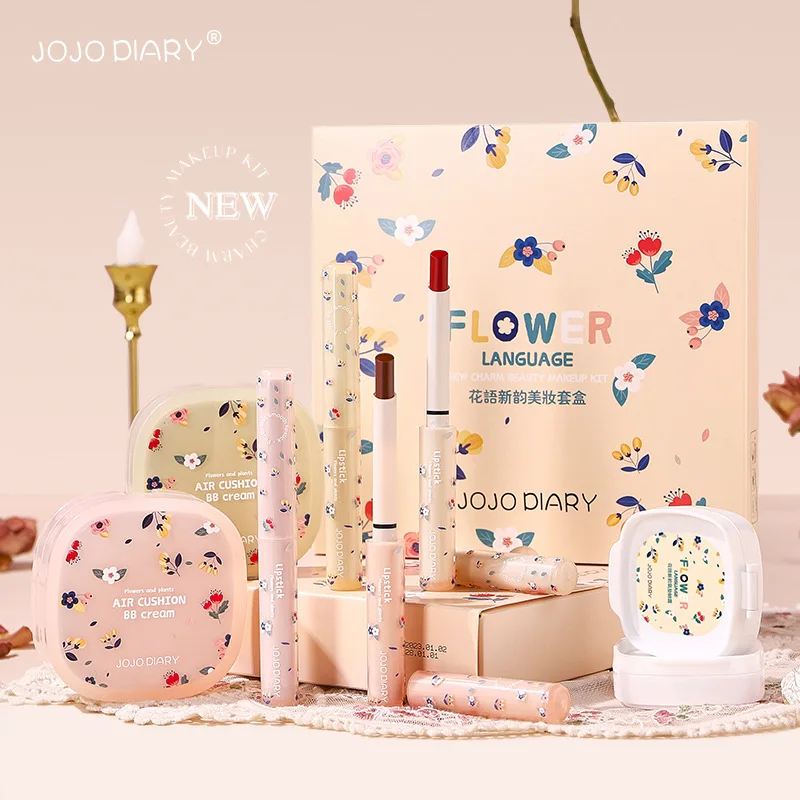 JOJODIÁRIO-Primeiro Beijo Batom com Almofada de Ar e Mancha Labial, Conjunto Completo Cosméticos, Hidratante, Presente de Aniversário para Namorada, Esposa, 2Pcs