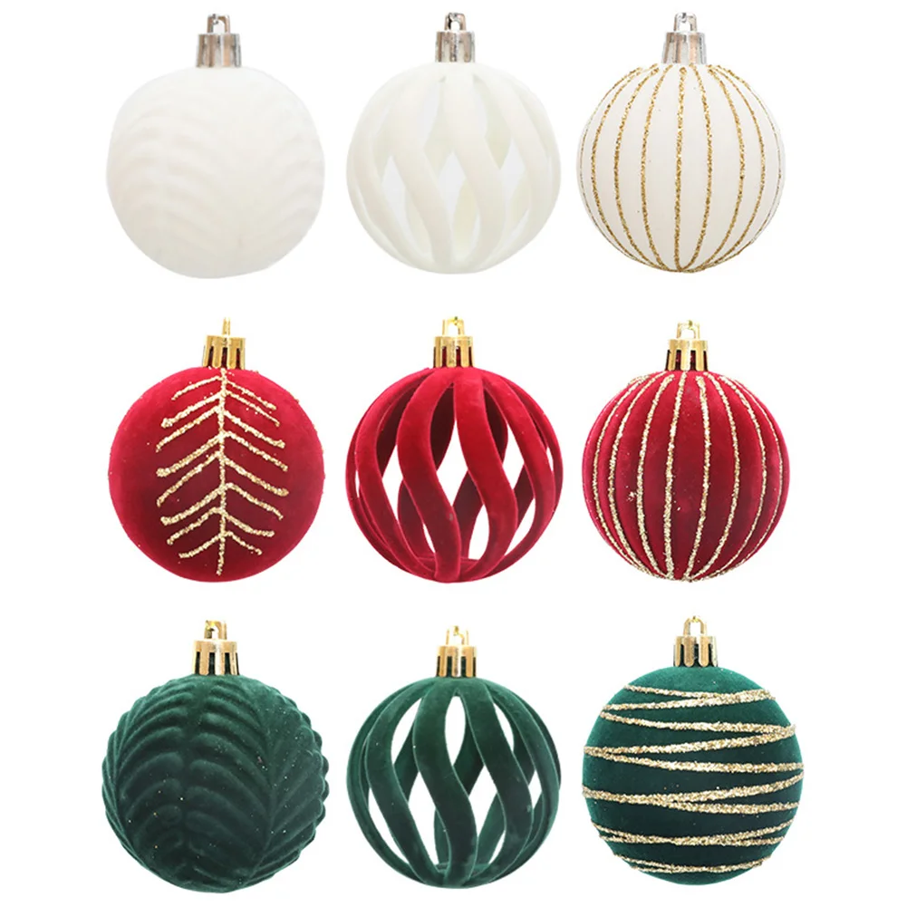 

6PCS Christmas Ball Flocking Painted Ball Christmas Tree Decoration Pendant Ornaments Window Christmas Decorations