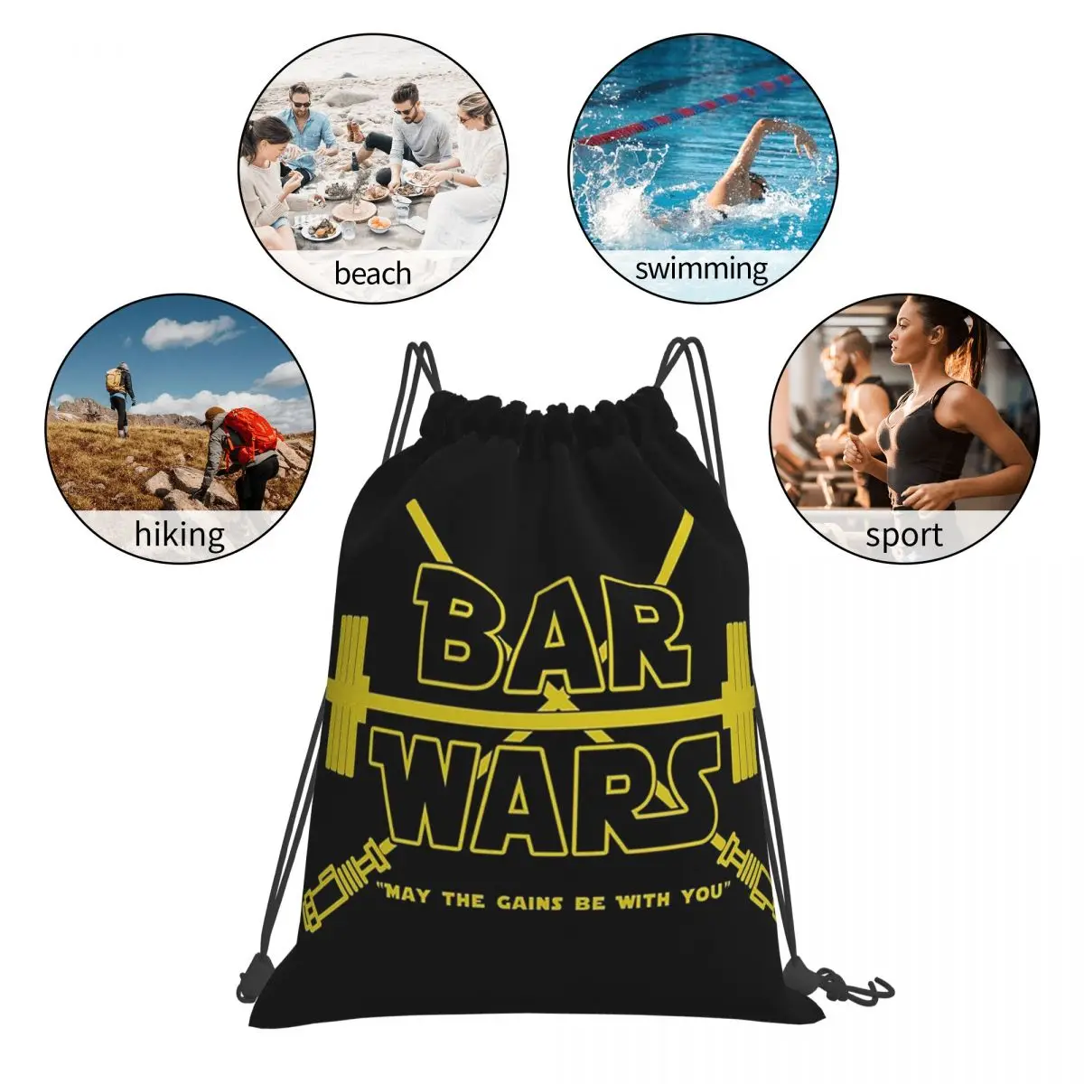 Mochilas de Bar Wars para estudiantes, bolso portátil con cordón, bolsillo para zapatos, bolsa para libros, viaje