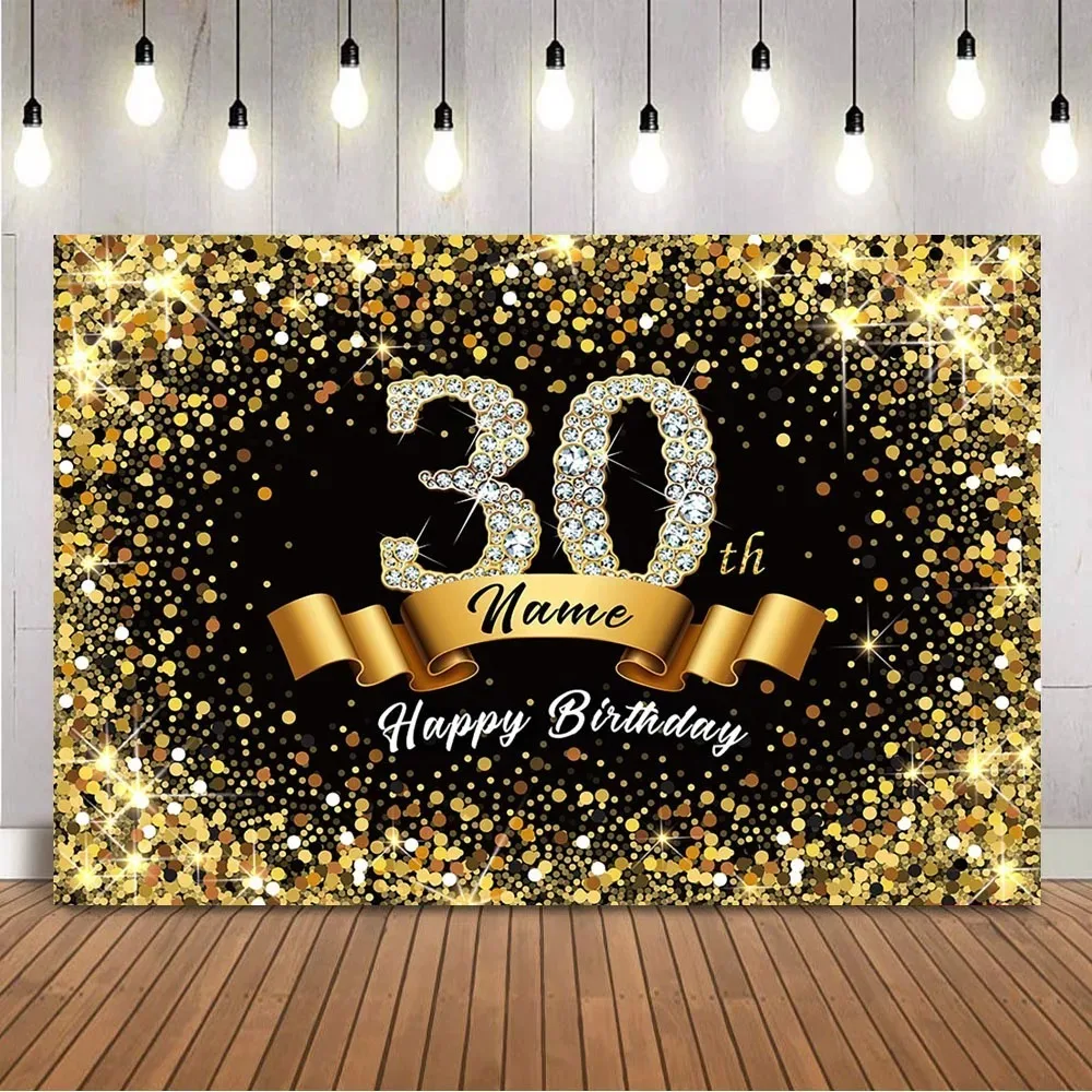 

Golden Shiny Theme Banner Photography Background Cloth, Children Adults' Birthday Party Decoration Photography Studio Background