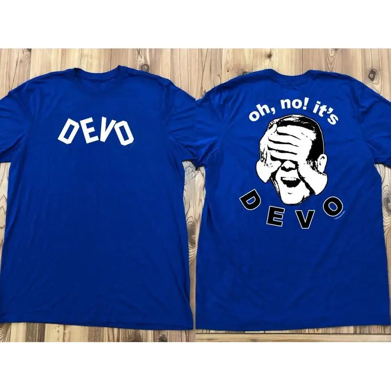 

Vtg DEVO Oh No It Äbouw Heavy Cotton Blue Все размеры 2-сторонняя футболка AG368