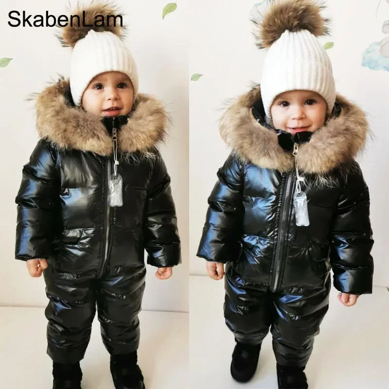 Winter-Jumpsuit-Overalls für Mädchen Kinder Dicker Skianzug Jungen Daunenjacke Kleinkind Baby Schneeanzüge Oberbekleidung Warmer Mantel 0-3 Jahre