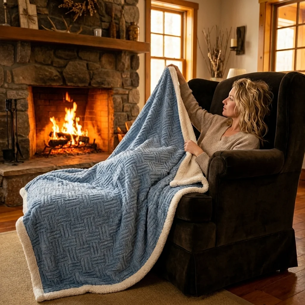Luxury Double Layer Grid Stripe Blanket  Cross Texture Velvet  Ultra Thick Soft Cozy Warm Throw for Bed Couch  All Sizes