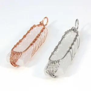 Halskette in Kupferdraht für Männer und Frauen, natürlicher Selenitkristall, Baum des Lebens, weißer Steinanhänger 12 Hauptverkäufe Selenitanhänger - №10