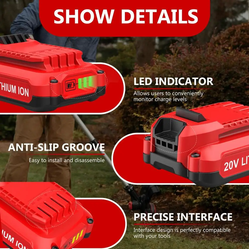 2er-Pack 20 V 3,5 Ah Ersatz-Lithium-Akku und Ladegerät für Craftsman, kompatibel mit CMCB202 CMCB204 CMCB206 CMCB201 CMCB100