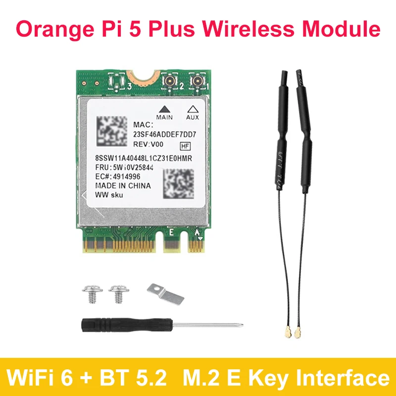 

Беспроводной модуль Orange Pi 5 Plus WiFi 6 BT 5,2 RTL8852BE M.2 E, интерфейс ключа 1800 м, двойной бренд для OPI 5 Plus