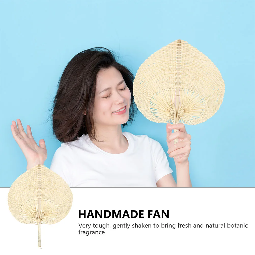 Peach Shape Handheld Bamboo Peach Shape Fan Weaving Cooling Fans Summer Decorations Portable Household Art Crafts