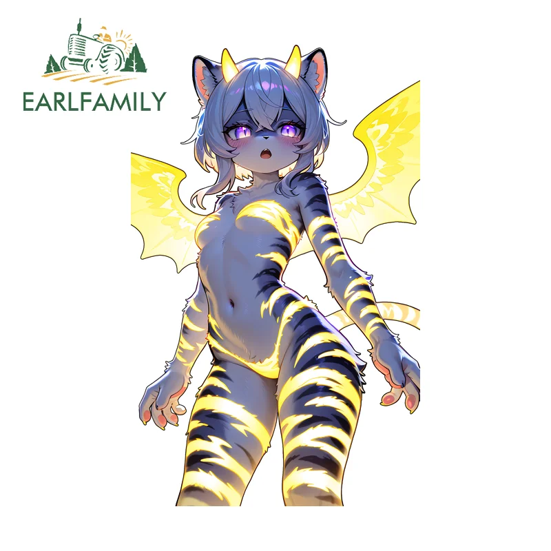 EARLFAMILY Furry Car Stickers Kawaii Surfboard Trolley Vehicle JDM Decals Car Bumper Window Stickers Personality Creative
