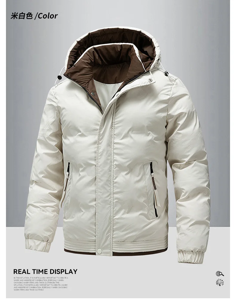 Winter Hooded Puffer Jacket Men's Loose Thick Warm Casual Outerwear