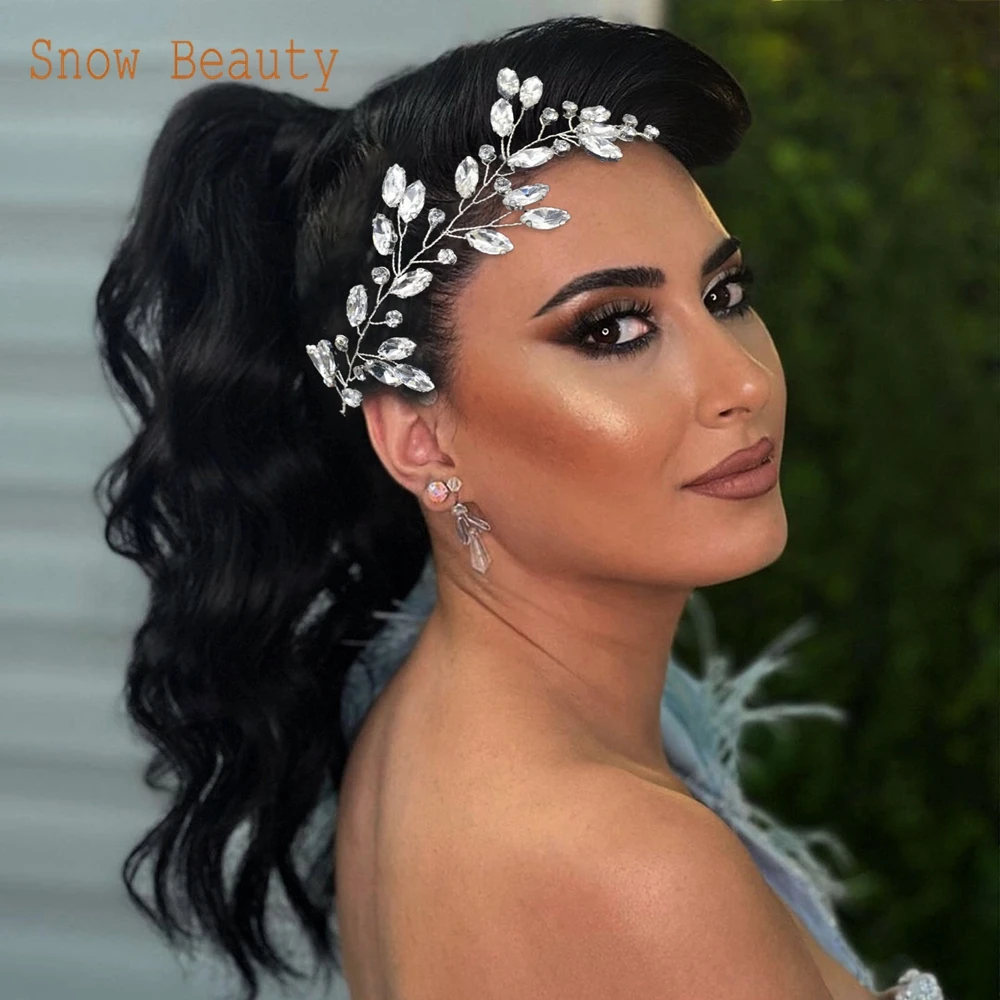 A482 Handmade Wedding Headdress Rhinestone Bridal Hairband Luxury Hair Accessories Crystal Bride Headpiece Fascinators Tiara