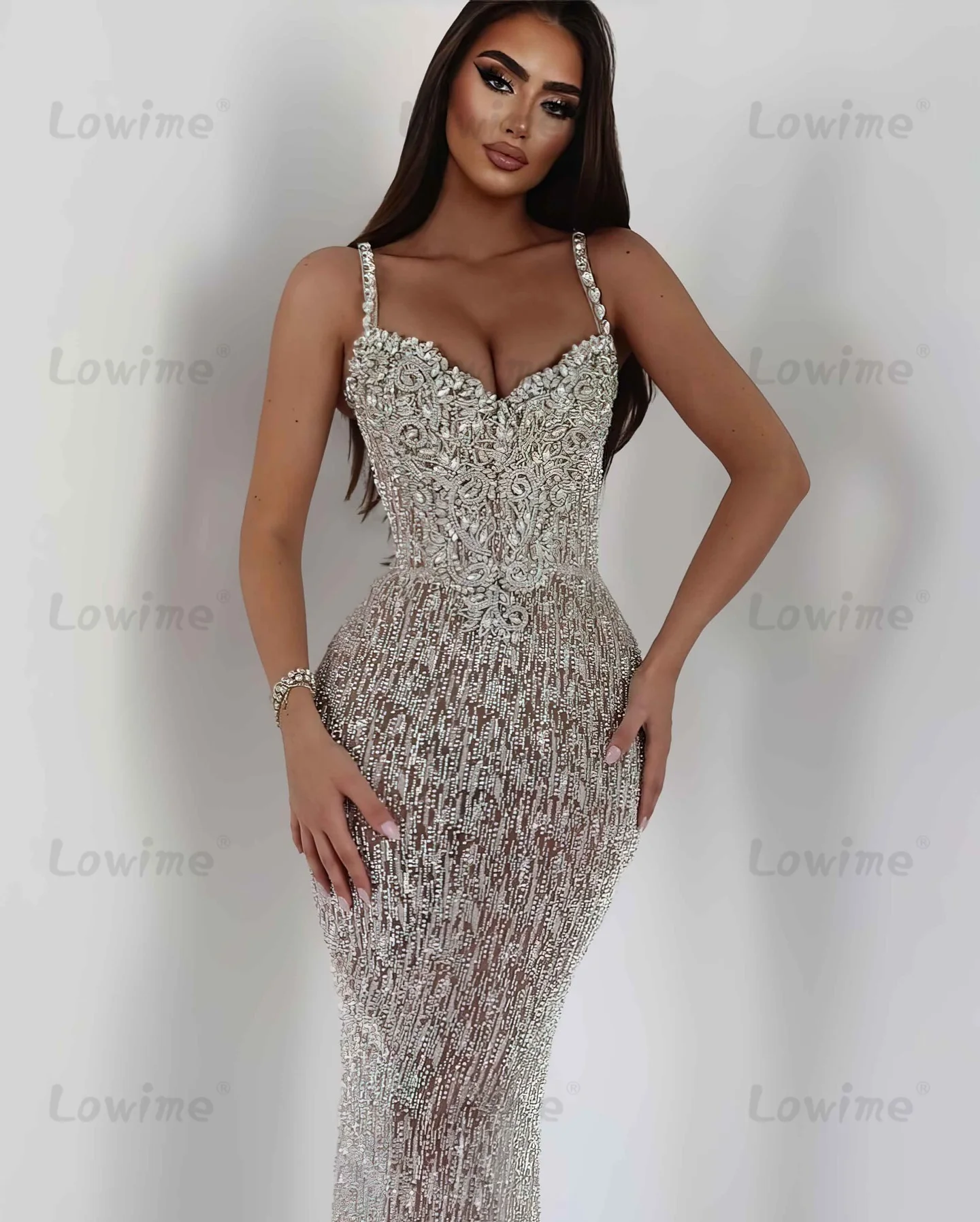 

Spaghetti Straps Mermaid Prom Dress Cocktail Dresses 2025 Customized Crystals Beaded Long Party Gowns Engagement Evening Dress