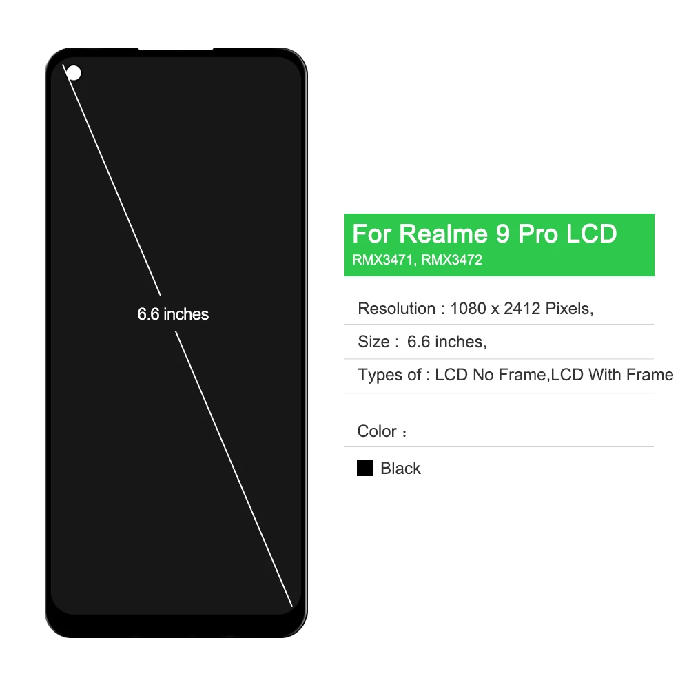 Display For Oppo Realme 9 Pro RMX3471, RMX3472 LCD Display Touch Screen Digitizer Assembly Replacement For Realme9Pro Screen