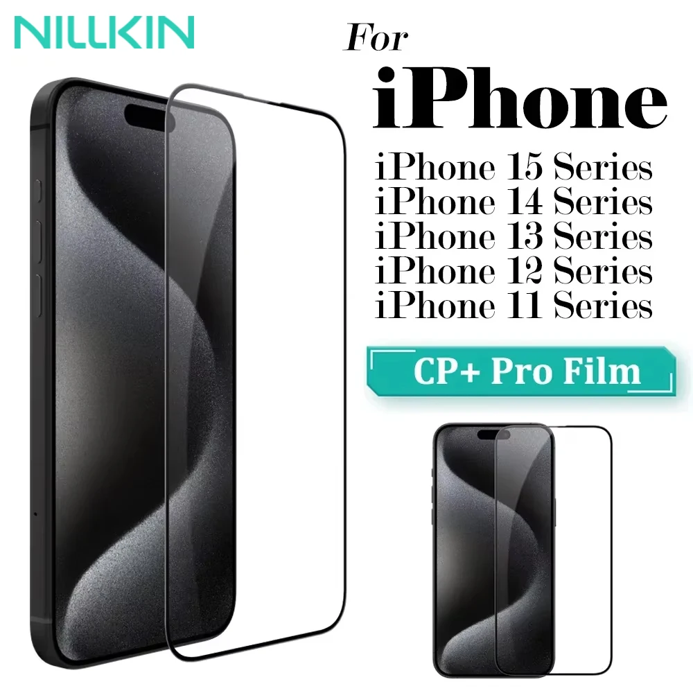 Protector de Pantalla de Vidrio Templado Nillkin CP+Pro para iPhone 15 Pro Max 14 13 12 11 Pro Max, Película Protectora HD de Cobertura Total Anti-Rayones 9H