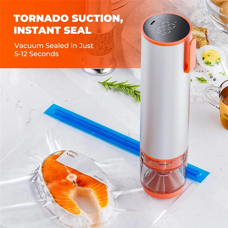 

B58B-Advanced Suction Handheld Food Sealer With Mason Jar Silicone Lids For Meat And Wine, Perfect For Kitchen And Sports Gear