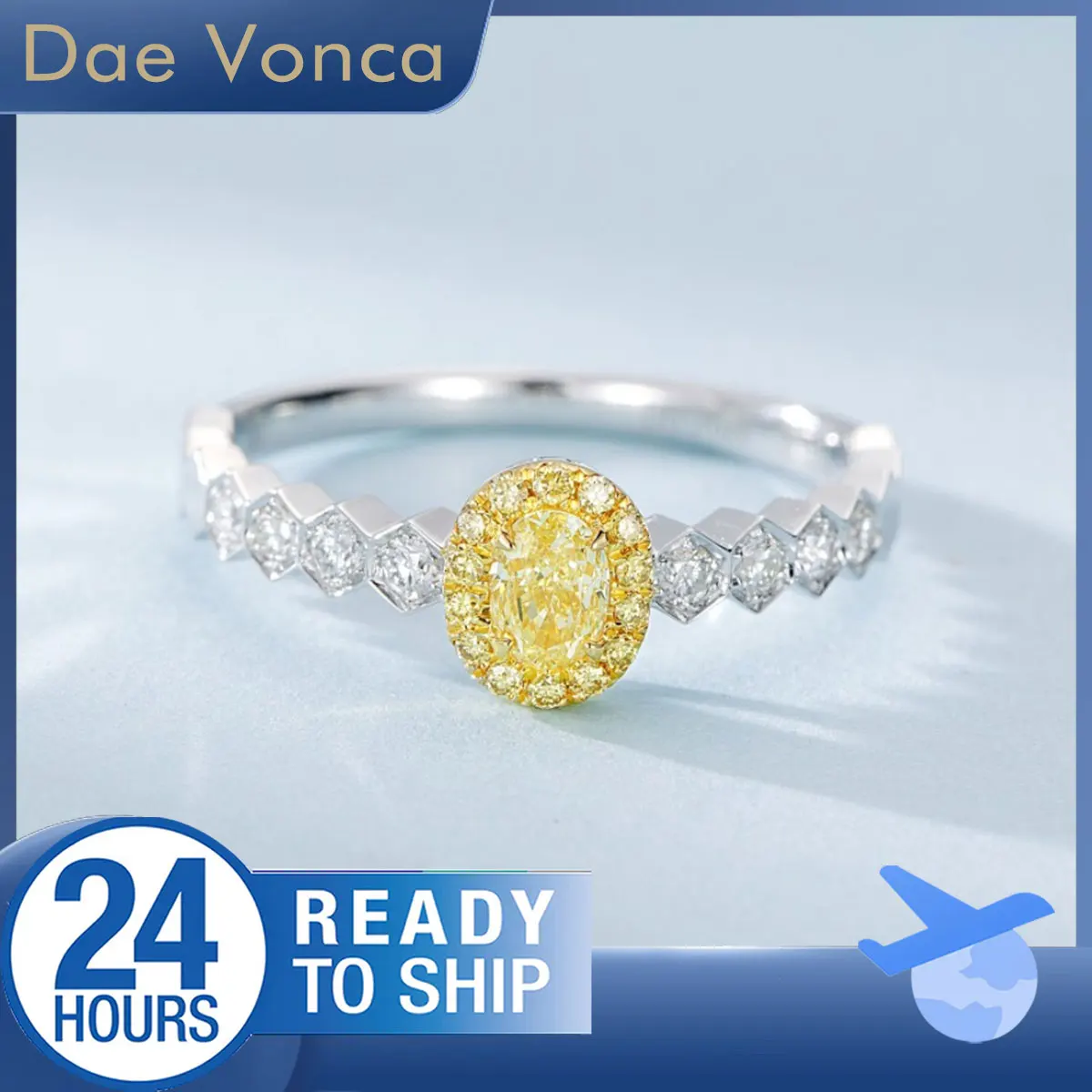 

Кольцо из белого золота 18 карат с желтым бриллиантом и ореолом Необычное желтое кольцо овальной огранки с натуральным бриллиантом Шестиугольное кольцо с хвостовиком из бокового камня