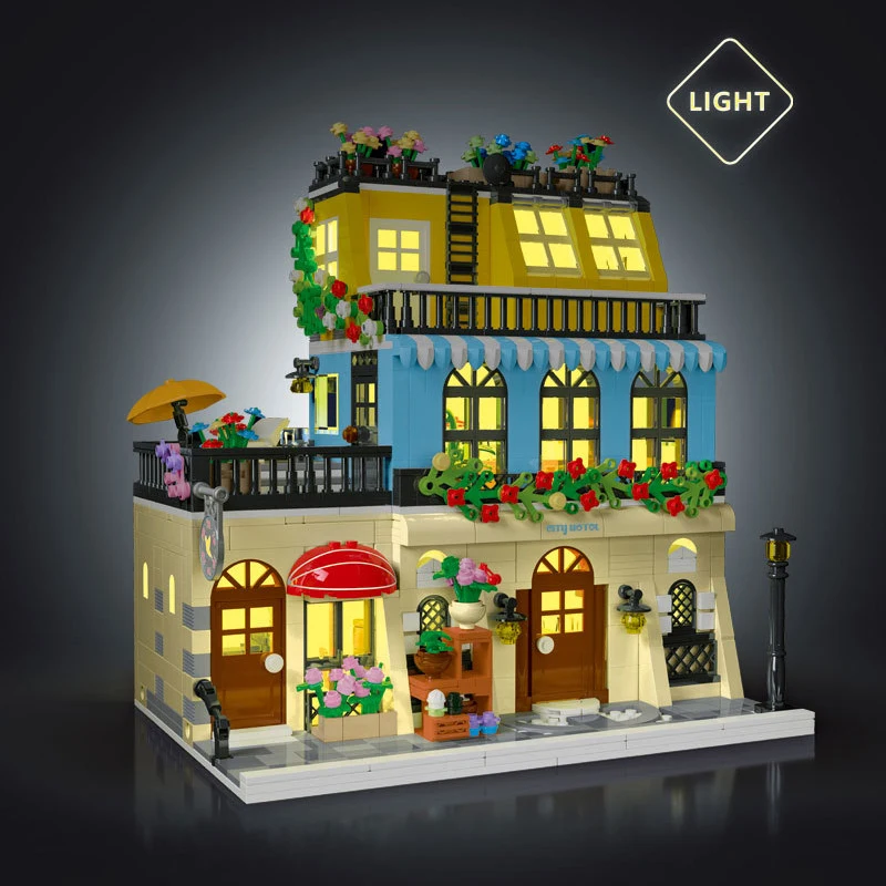 Klemmbausteine Haus City Hotel Architecture Häuser Bausteine Modell Bausatz, Stadthaus Architektur Gebäude House Modular Building Set für Erwachsene und Kinder (1464 Teile)