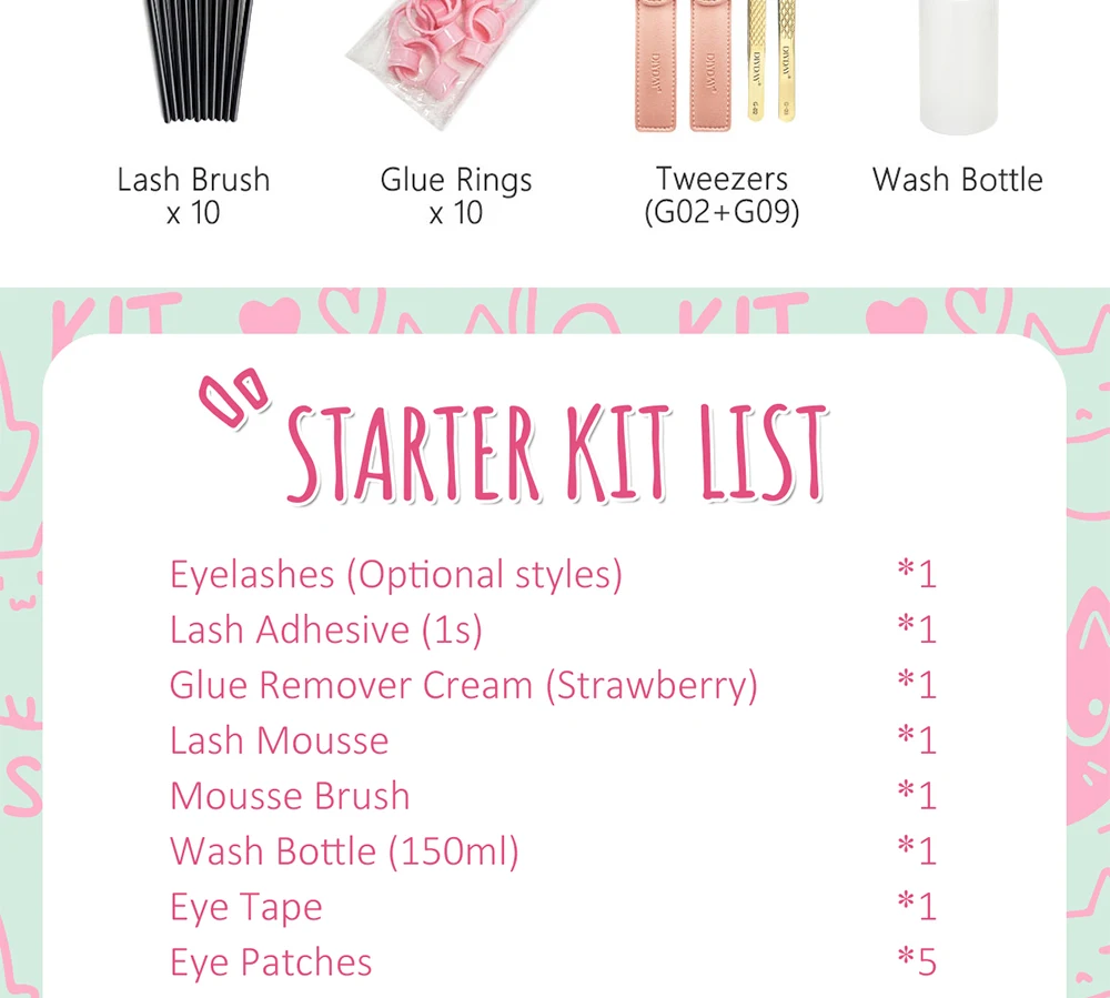 DIYDAY Lash Starter Kit Set für Anfänger, individuelles klassisches 3D-W-Wimpernverlängerungs-Wimpernzubehör, Make-up-Werkzeug-Set – Detail 3