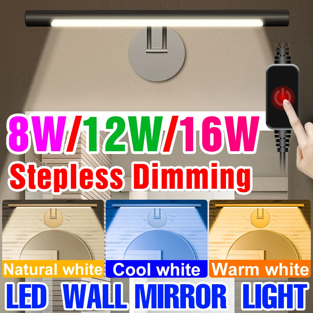 

LED Mirror Wall Lamp USB Powered Touch control Mirror Makeup Led Lighting SMD2835 Bathroom Mirror Lamp Vanity Mirror Lighting