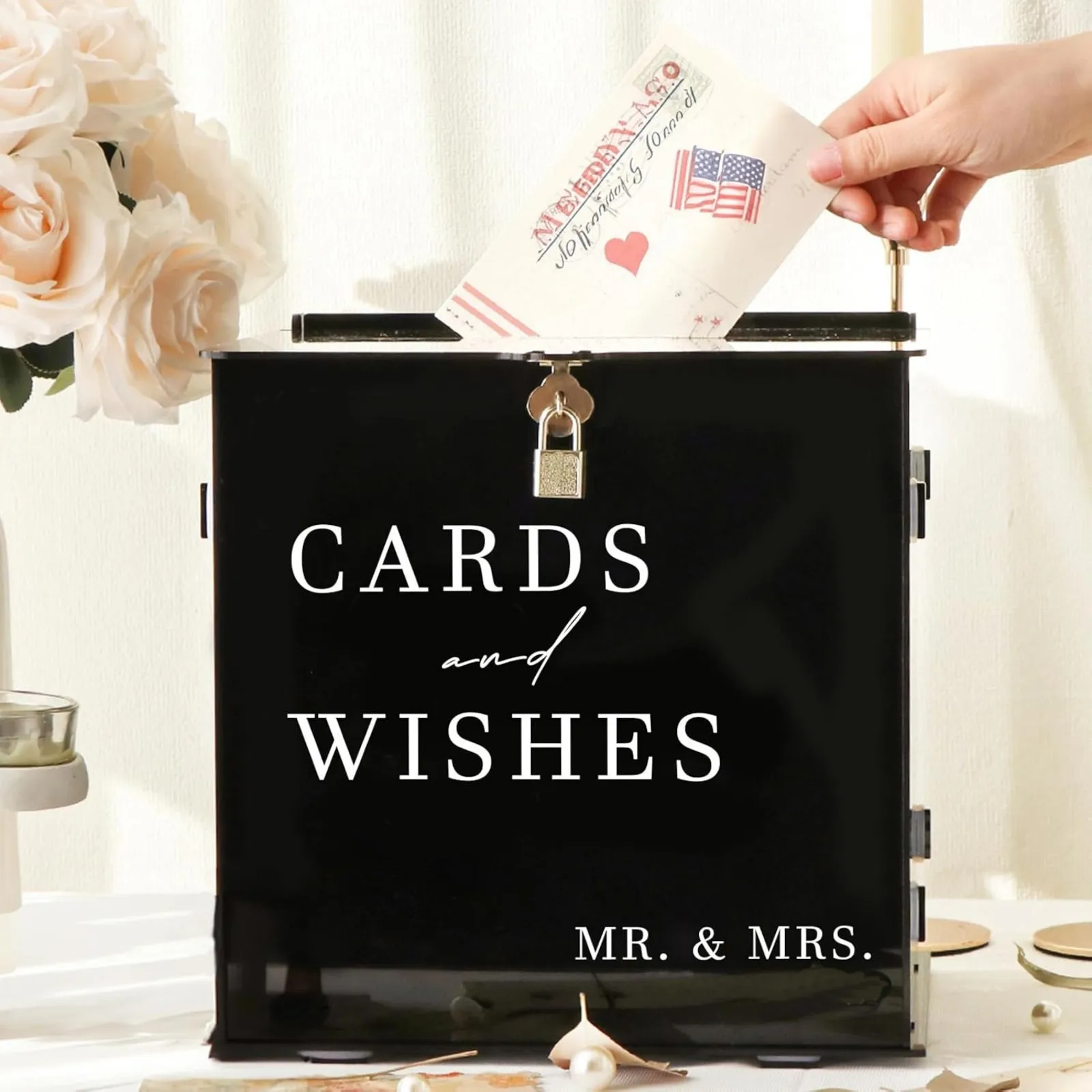 

Black Acrylic Card Box With Lock Diy Wedding Card Box For Wedding Reception Elegant Money Envelope Gift Cards Box For PartyEvent