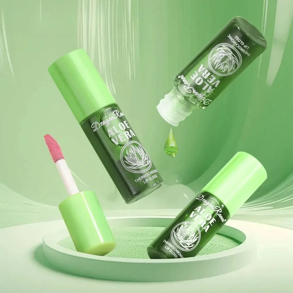Olejek do ust zmieniający kolor z aloesem, nawilżający, naturalny błyszczyk z aloesem, wiśniowy róż, balsam do ust zmieniający kolor pod wpływem temperatury, odżywcza pielęgnacja ust.