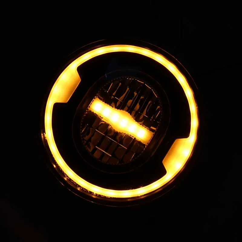 7 Inch Led Headlight DRL Round 7'' Headlights with Yellow & White Angel Eye
