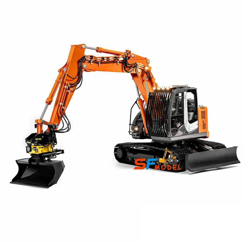 Excavadora hidráulica ZX135 RC 1/14, brazo de tres secciones, RTR, pequeña, de cola corta, modelo de Metal, Radio, coche de juguete