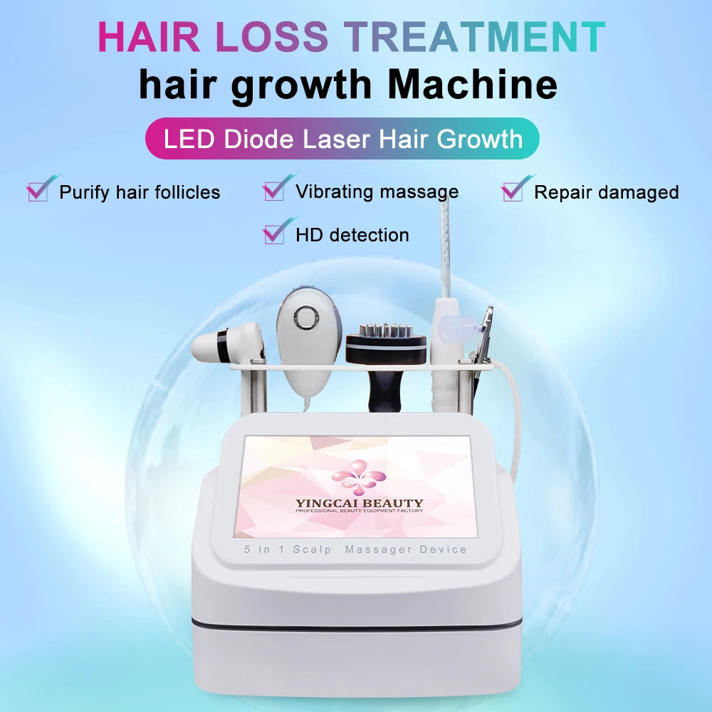 2025年最新 5 in 1 ヘア頭皮マッサージャー（スキンアナライザー付き）サロン スパ 薄毛ケア＆頭皮トリートメント LED育毛