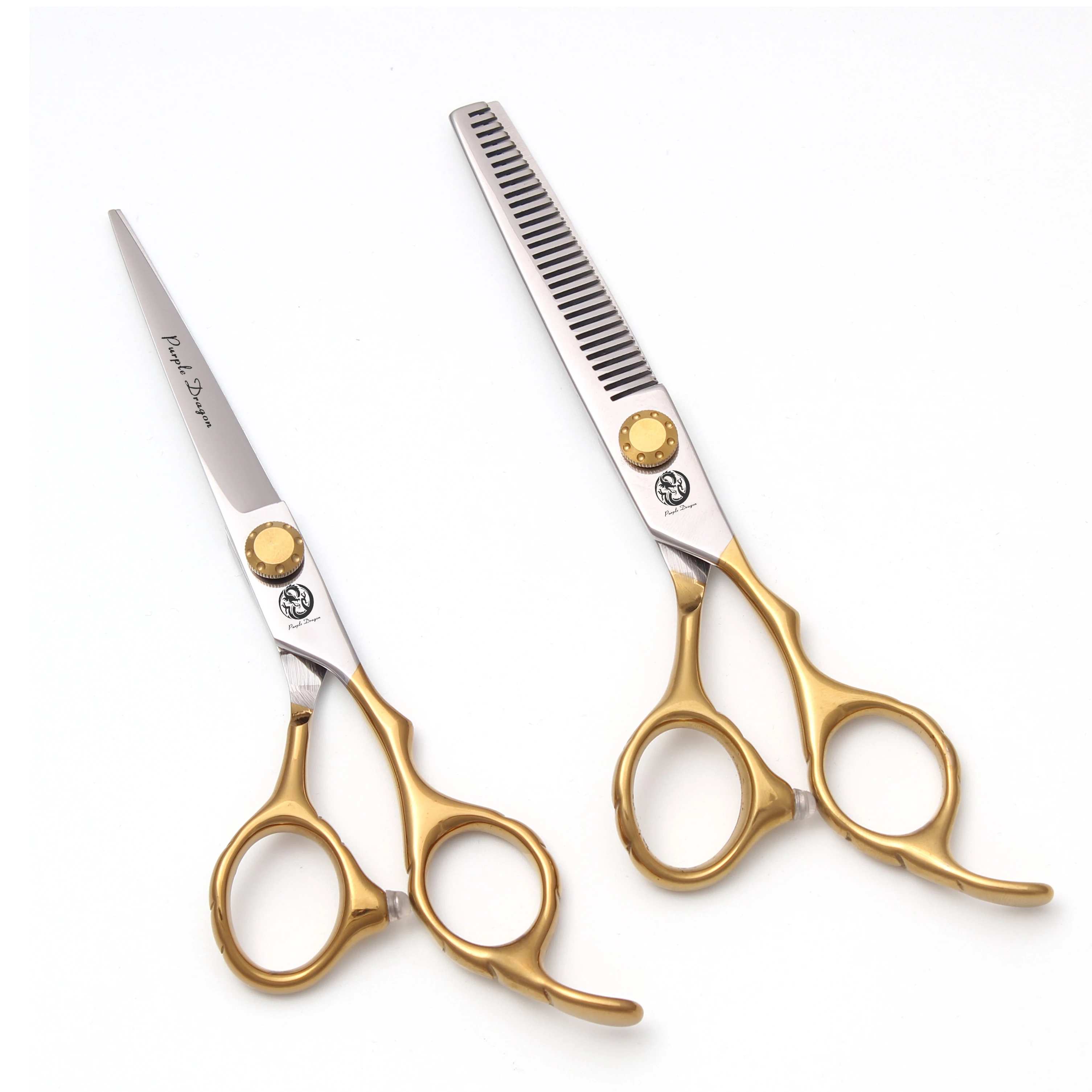 Ciseaux de coiffure Dragon violet 6 "JP ciseaux amincissants en acier inoxydable poignée en or ciseaux de coupe de cheveux salon de coiffure coupe de cheveux Z1031
