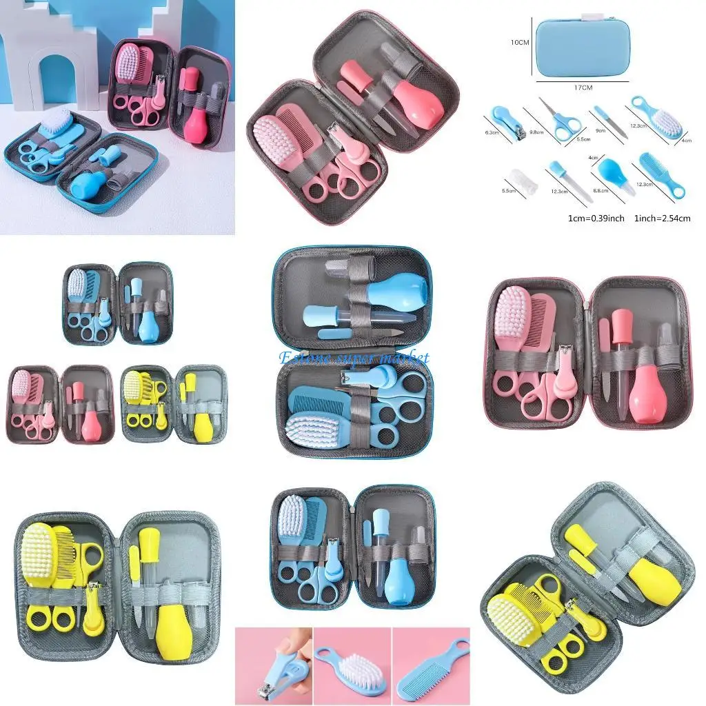 

090B Baby Care 8-Piece Set Nose Aspirator Nails Trimmers Daily Cleaning Supplies